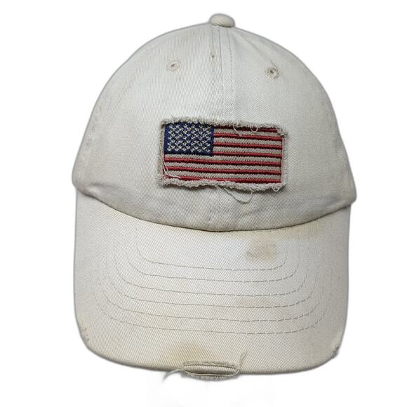 Unbranded Other - USA Flag Patch Slideback Hat Beige One Size Adjustable Vent Holes